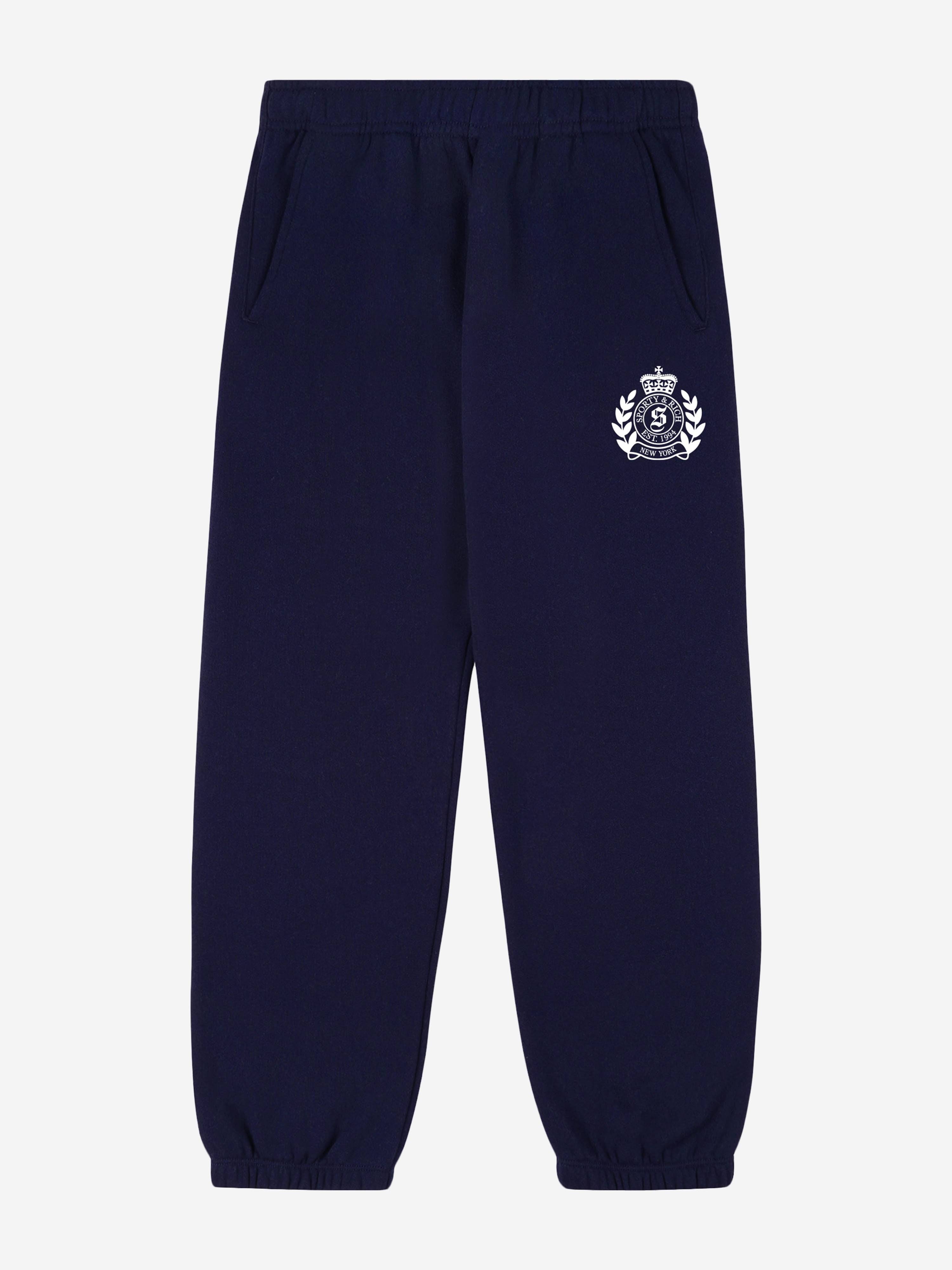 Sporty & Rich Kids H&W Crest Joggers in Navy - Navy / 12 - 14 Yrs (12 - 14 Yrs)