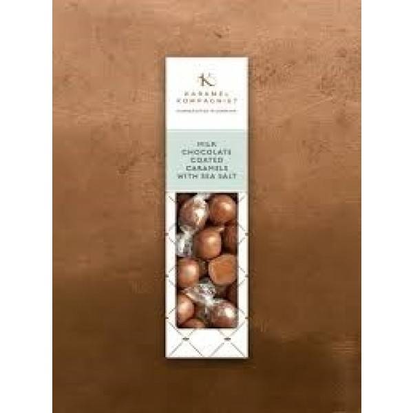 Bløde flødekarameller i lys chokolade m/ havsalt - Karamel Kompagniet - Bornholm - 109 gr.