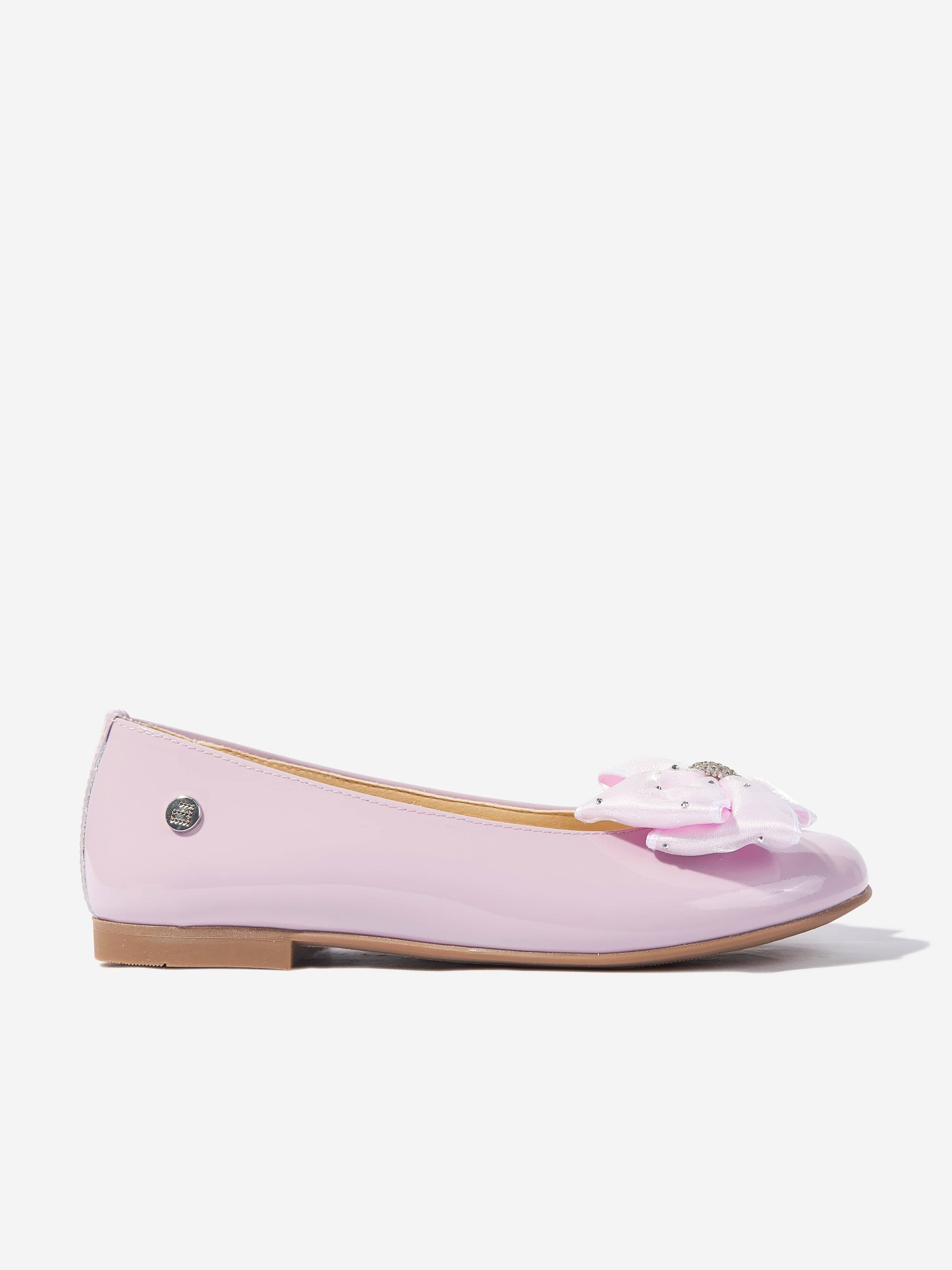Andanines Girls Patent Leather Bow Ballerinas in Purple - Purple / EU 38 UK 5 (EU 38 UK 5)