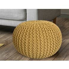 POUF Ø 55 cm Knitting Stool golv kudde hållbar grovt - Gul