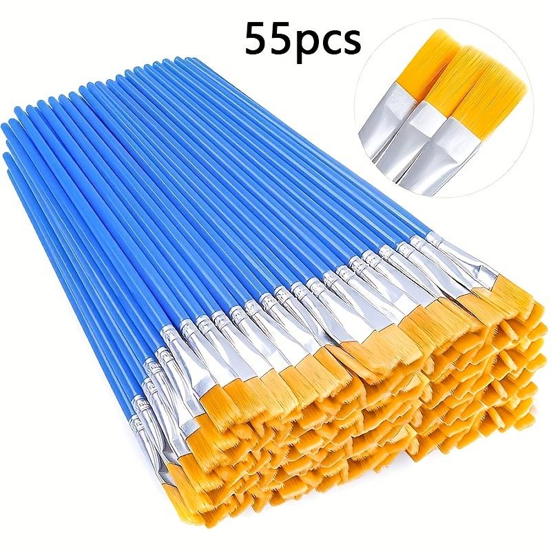 Fine Nylon Flat Brush, Durable Plastic Handle - Ideal For Oil, Watercolor, And Gouache Painting Artworks, Essential Creative Painting Tool