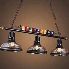 JMrider Hängande lampa retro Billard Industrialist E27 Höjd justerbar pendellampa metall smidesjärn design hängslampa biljard bord bar café matbord dekor hängande lampa belysning ljuskrona svart