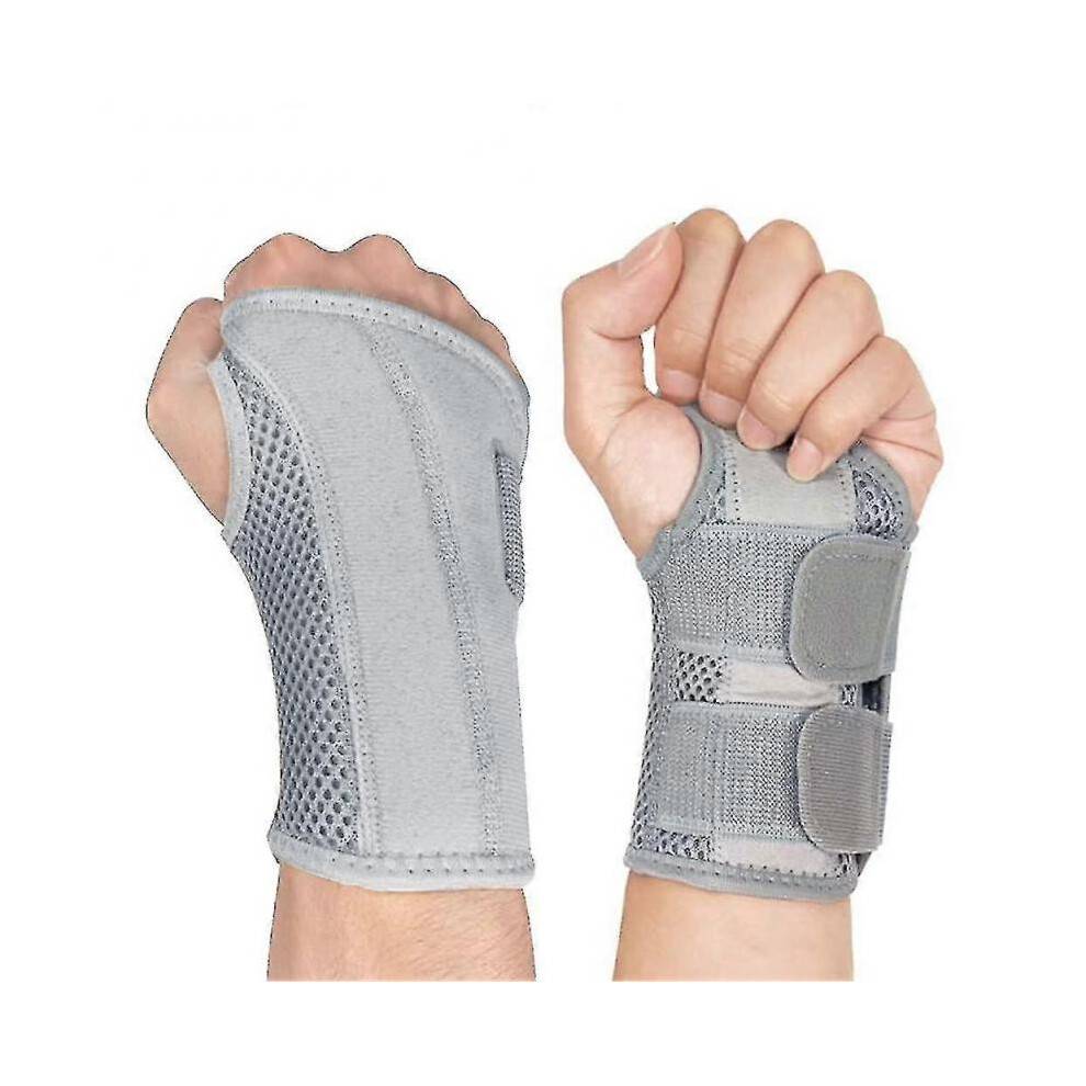 (Left hand L, Grey) 1pc Carpal Tunnel Wrist Brace, Breathable Wrist Splint Brace Night Support Adjustable Straps For Tendonitis Arthritis Tw