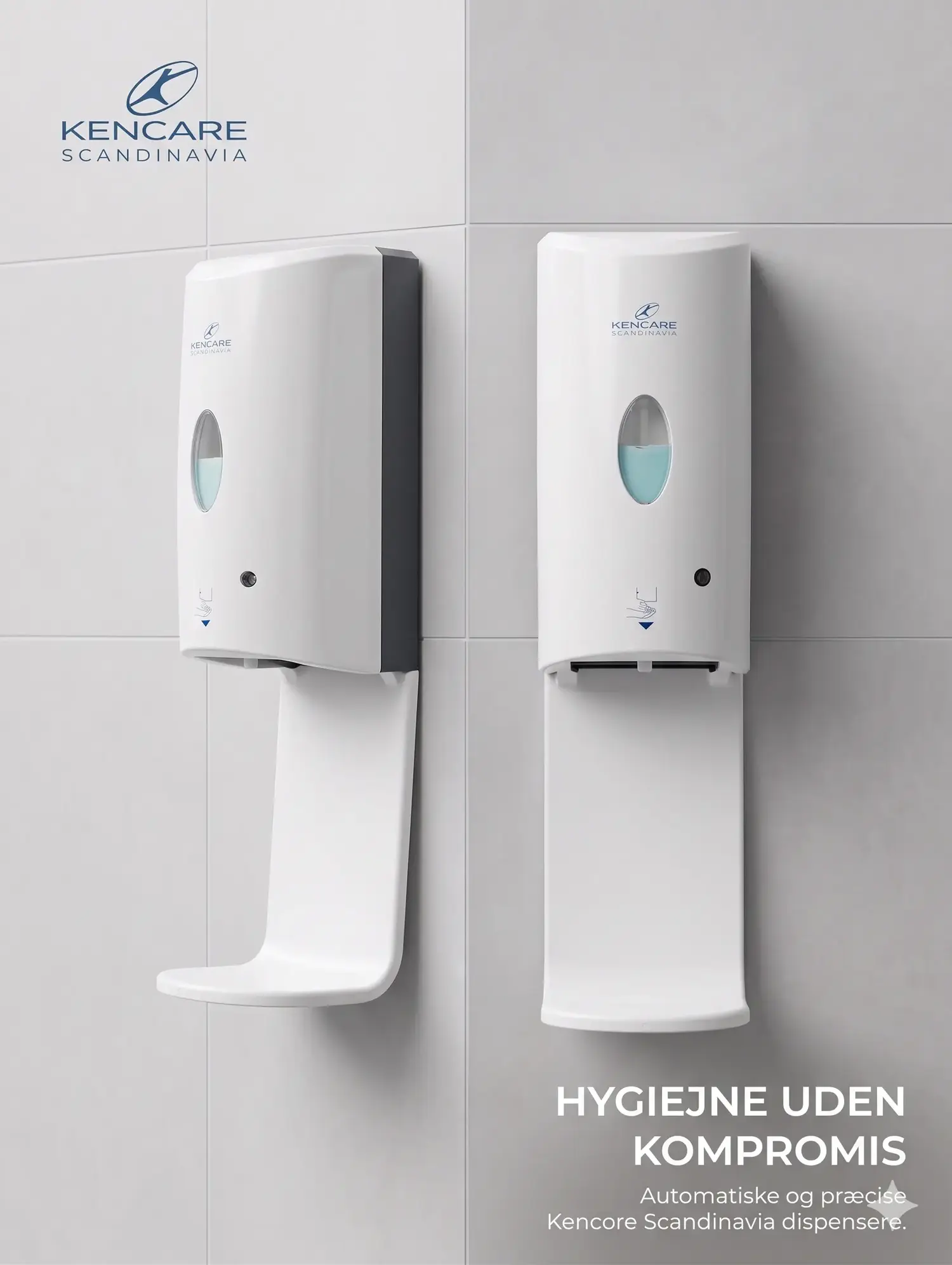 Kencare Scandinavia Automatisk Sprit / Sæbedispenser med Drypbakke - Hvid.