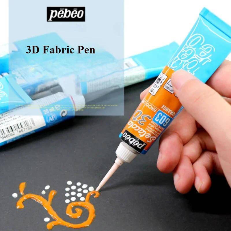 1 st Pebeo Setacolor 3d Tygfärg 20ml Permanent Icke-giftig Textil Kroklinje Penna Vattentät DIY Handmålad Klädpigment