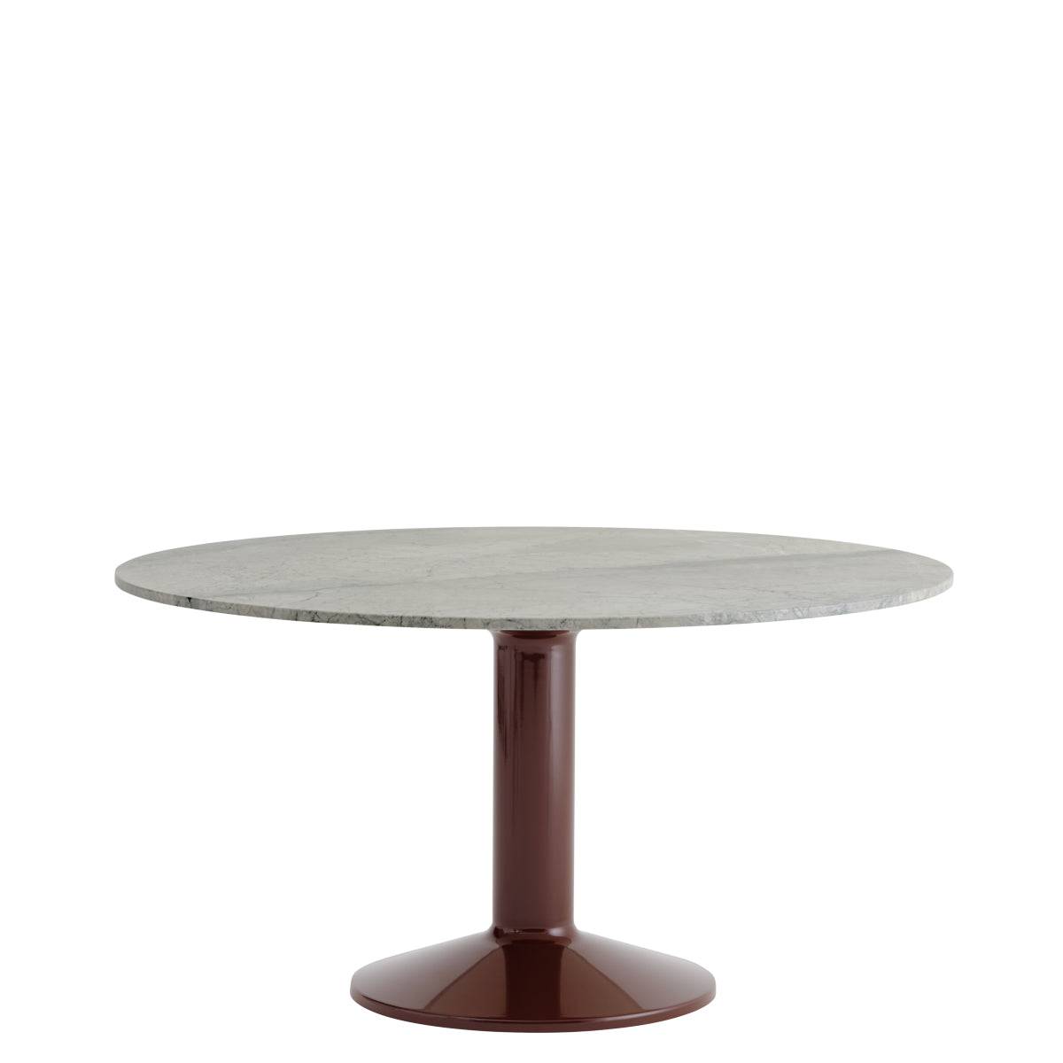 Muuto Midst Table - Dia.140cm - Grey Marble - Base Farve | Dark Red