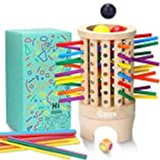 Japace Montessori spel trä familjer brädspel, 36 stycken färgglada träpinnar matematik finmotorik leksaker barnspel från 3 4 5 6 år, familjespel barnspel resespel 1 till 6 spelare