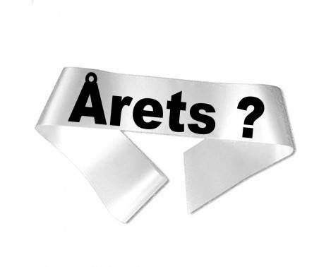 Ordensbånd Hvid med Sort Tryk "Årets ?" og Velcro