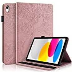 Succtopy fodral iPad 10 Generation 10,9 tum 2022 PU-läder skyddsfodral med pennhållare för iPad 10. Generation 2022 folio flip wallet cover case kompatibelt med iPad 10,9 tum 2022 roséguld