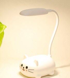 LED Nattlampa Katt Tecknad Barn - Vit