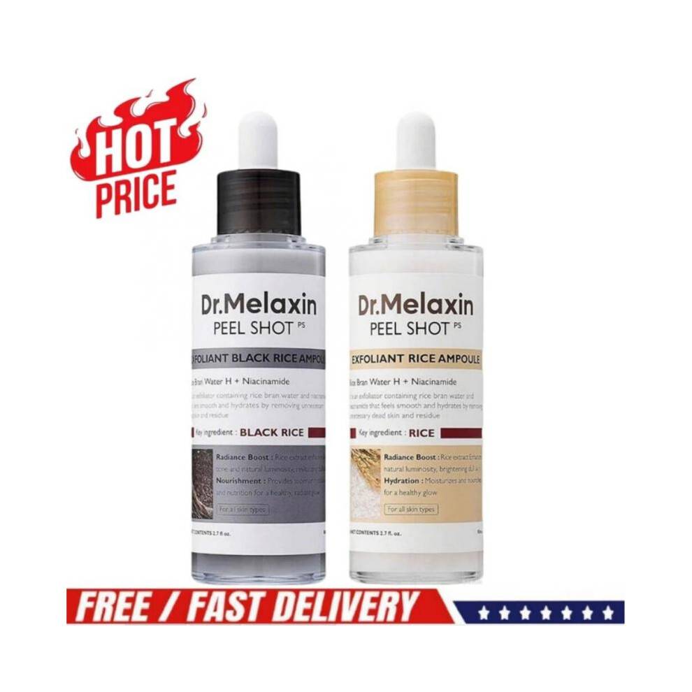 Peel Shot Glow Rice Ampoule Duo - Serums for Brightening, Exfoliating, and Moisturizing - Suitable for All Skin Types