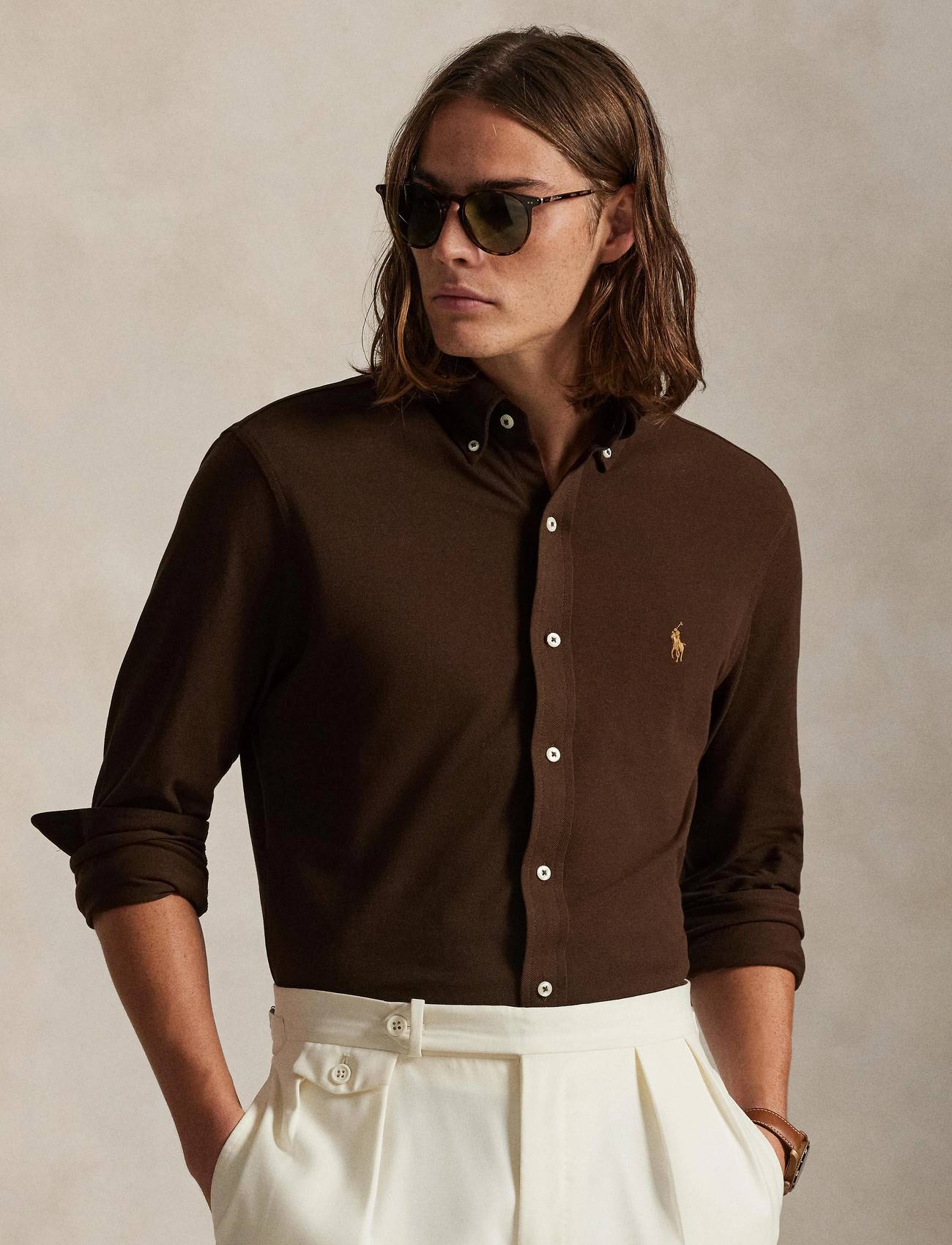 Polo Ralph Lauren Featherweight Mesh Shirt - Brown - S