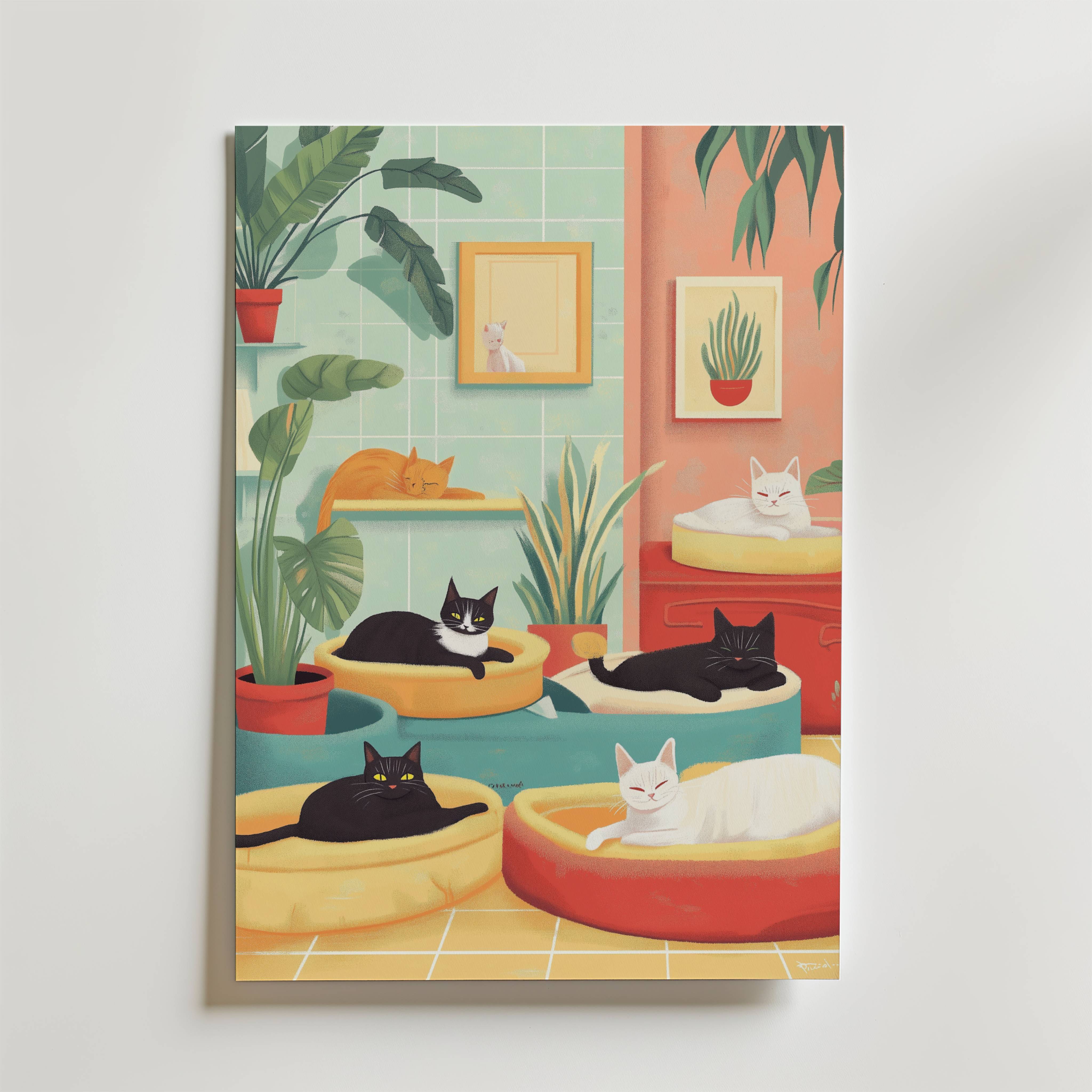 Cozy Cats Poster - Premium Canvas 70x100 cm