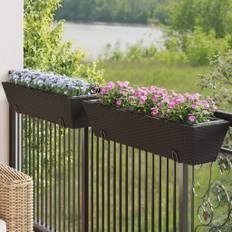 Plantekasser Med Kroge 2 Stk. Polyrattan - Sort / 84 x 22 x 18 cm