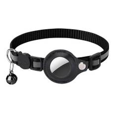 Airtag-katthalsband, kompatibelt med Apple Airtag, anti-choke säkerhetsspänne. (svart)