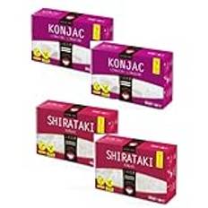 WokFoods® | 2 x Kon-jac Linguine + 2 x Shirataki Kon-jac, Matberedning med Kon-jac-mjöl japansk mat - 4 x 300 gr (avrunnen vikt 4 x 200 gr)