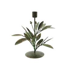 House Doctor Leaves Candle Stand Antique Green