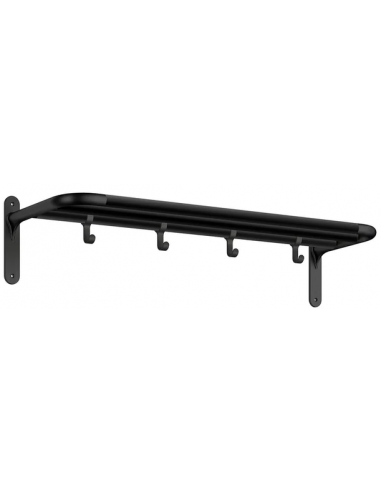 Hattehylde/Skohylde med kroge i aluminium B100 cm - Mat sort