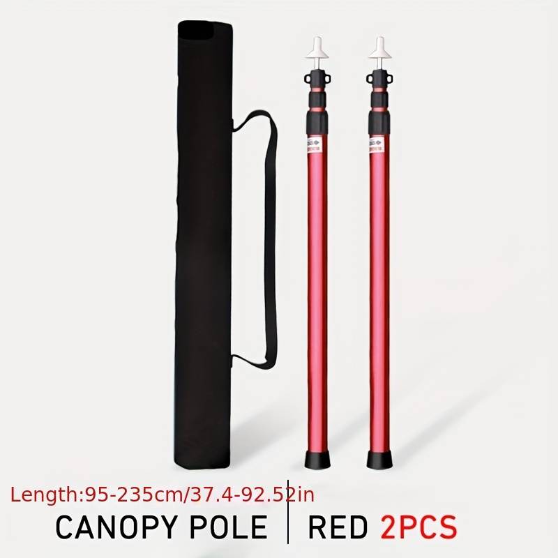 Westtune 2pcs Camping Canopy Pole, Aluminum Alloy Telescopic Tent Support, Foldable Beach Shelter Awning Pole For Outdoor