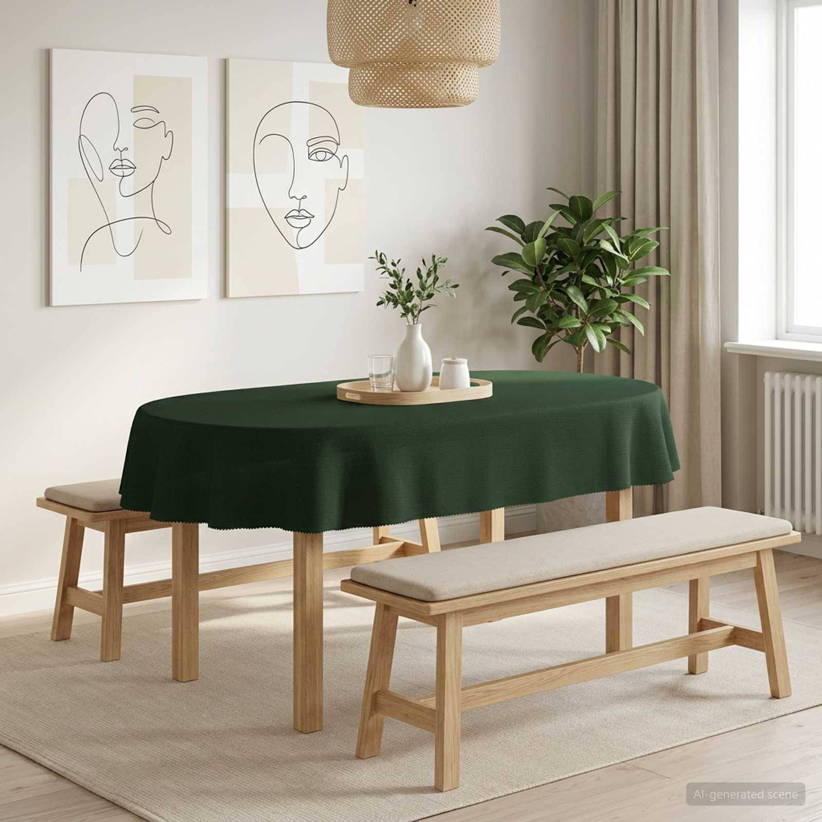 vidaXL Bordduk Oval Mörkgrön 160 x 220 cm