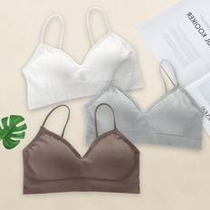 Tween Flicka 3 st. Rib-Knit Linne Bralette - Multifärgad (140,150,160,170)