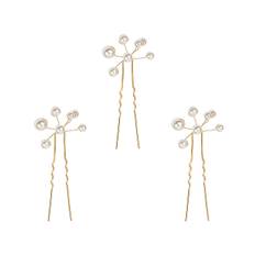 Jennifer Behr - Primavera 3-pack hårnålar med pärldetalj - dam - pearls/stål - one size - Guldfärgad