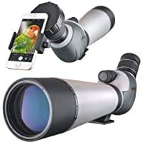 HD 20-60 x 80 kikarsikt, vattentät dubbelfokusering zoom BAK4 helt flerbelagd 45 graders vinklad okular för jakt bågskytte, mål, fågelskådning med smartphone-adapter