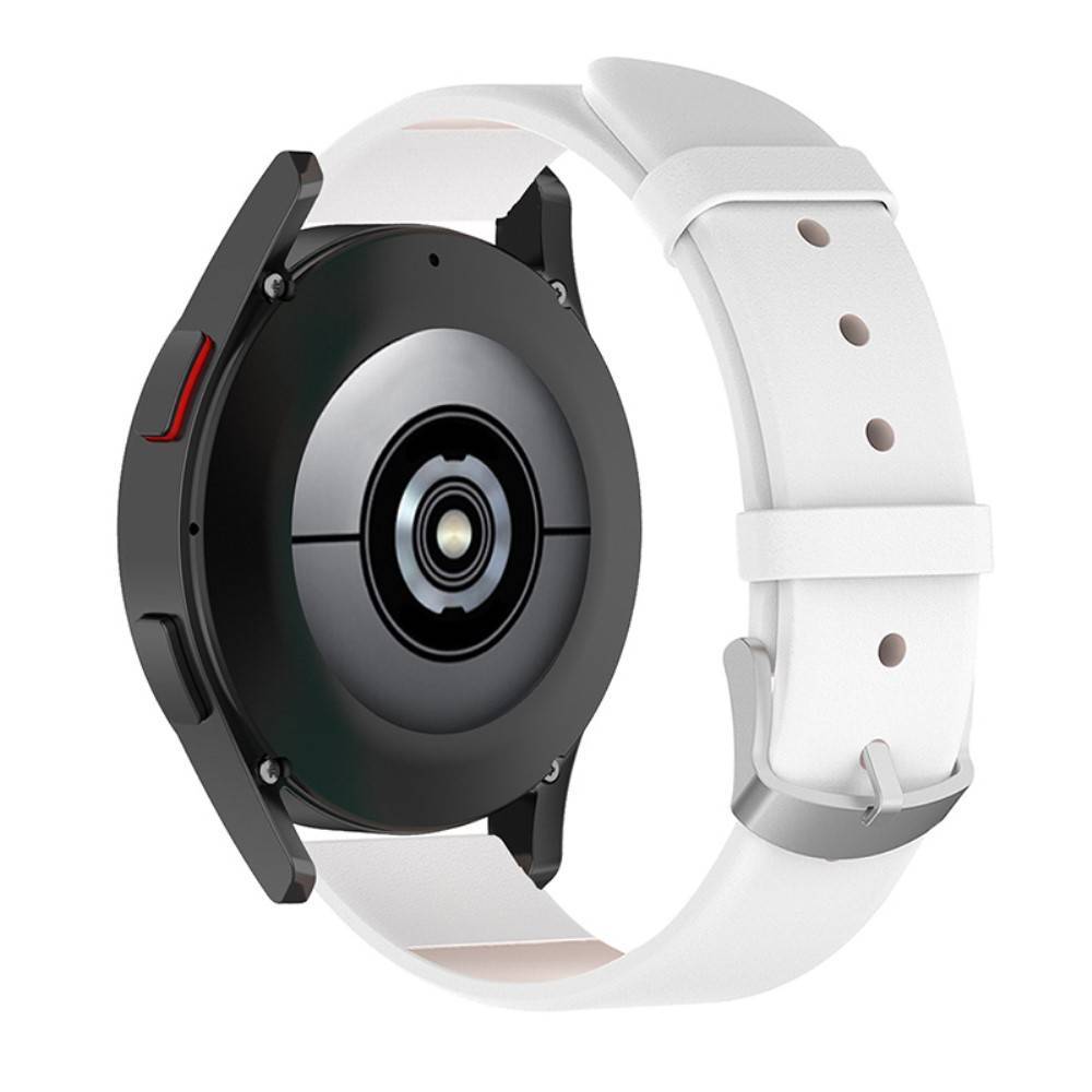 Samsung Galaxy Watch 4 40mm / Galaxy Watch 4 Classic 42mm/46mm - Klockarmband i äkta läder 20mm - Vit