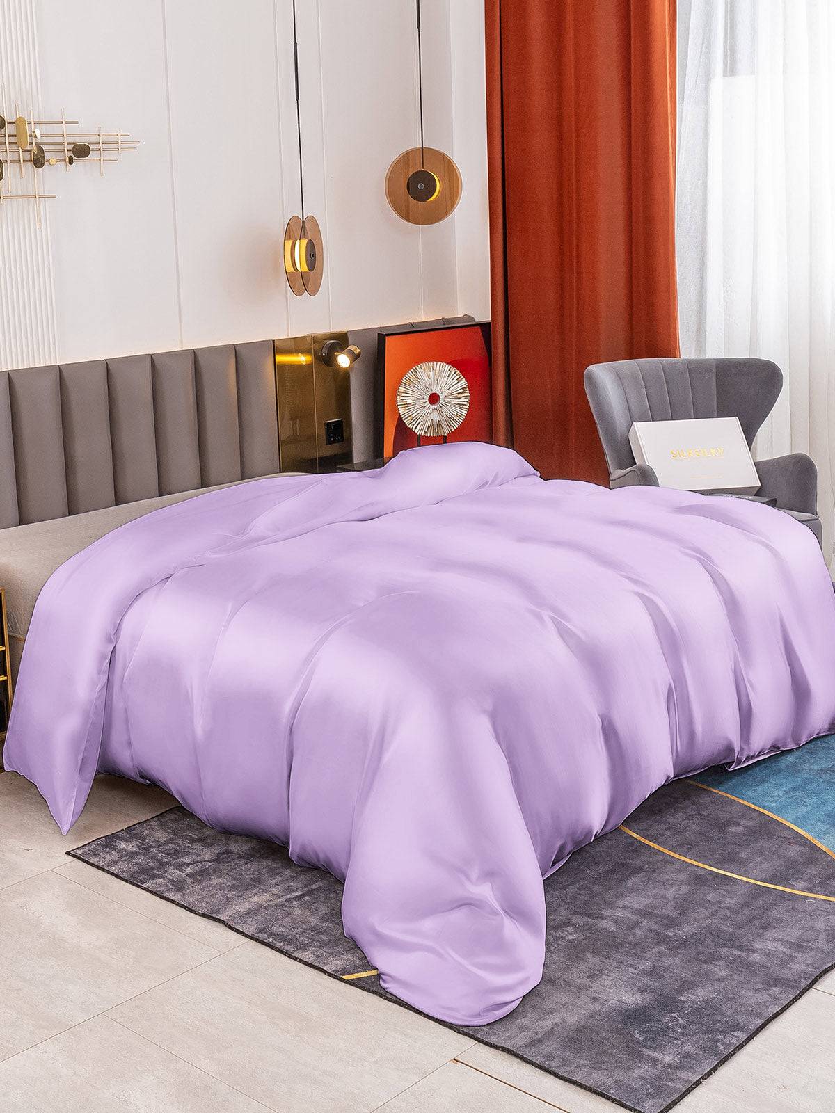 19Momme Mullbärssilke Seamless Påslakan - Lavendel / 240x220cm