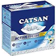 CATSAN Active Fresh – Katzenstreu aus Naturton mit Aktivkohle – Effektive Bindung von Geruch und Feuchtigkeit – 1 x 8 Liter