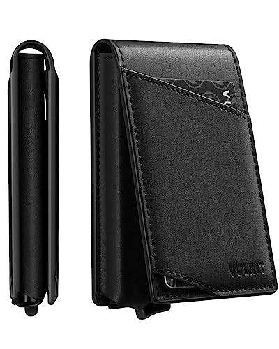 VULKIT Slim Plånbok för män Pop Up-korthållare Minimalistisk Bifold-plånbok RFID-blockerande magnetisk stängning Rymmer 12 kort (Svart)