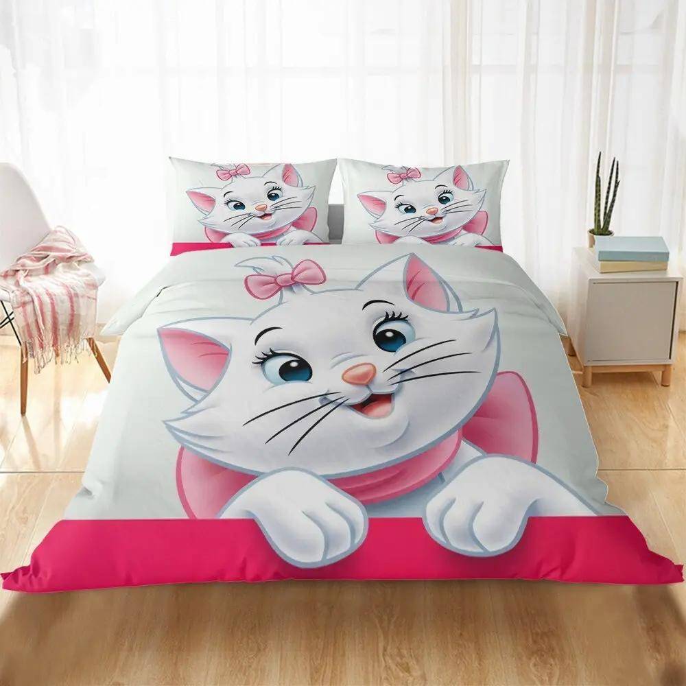 Påslakan Marie Aristocats med rosor och vit bakgrund, 220 x 240 cm