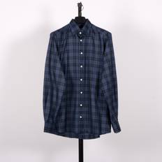 Eton AW22 Houndstooth Brushed Merino Wool Shirt Dark Blue Dark Blue