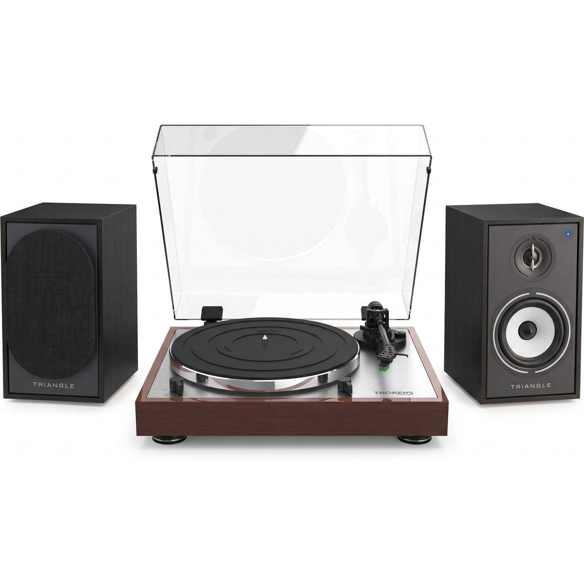Thorens + Triangle TD 402 DD valnöt + BR02 Connect svart (2-pack)