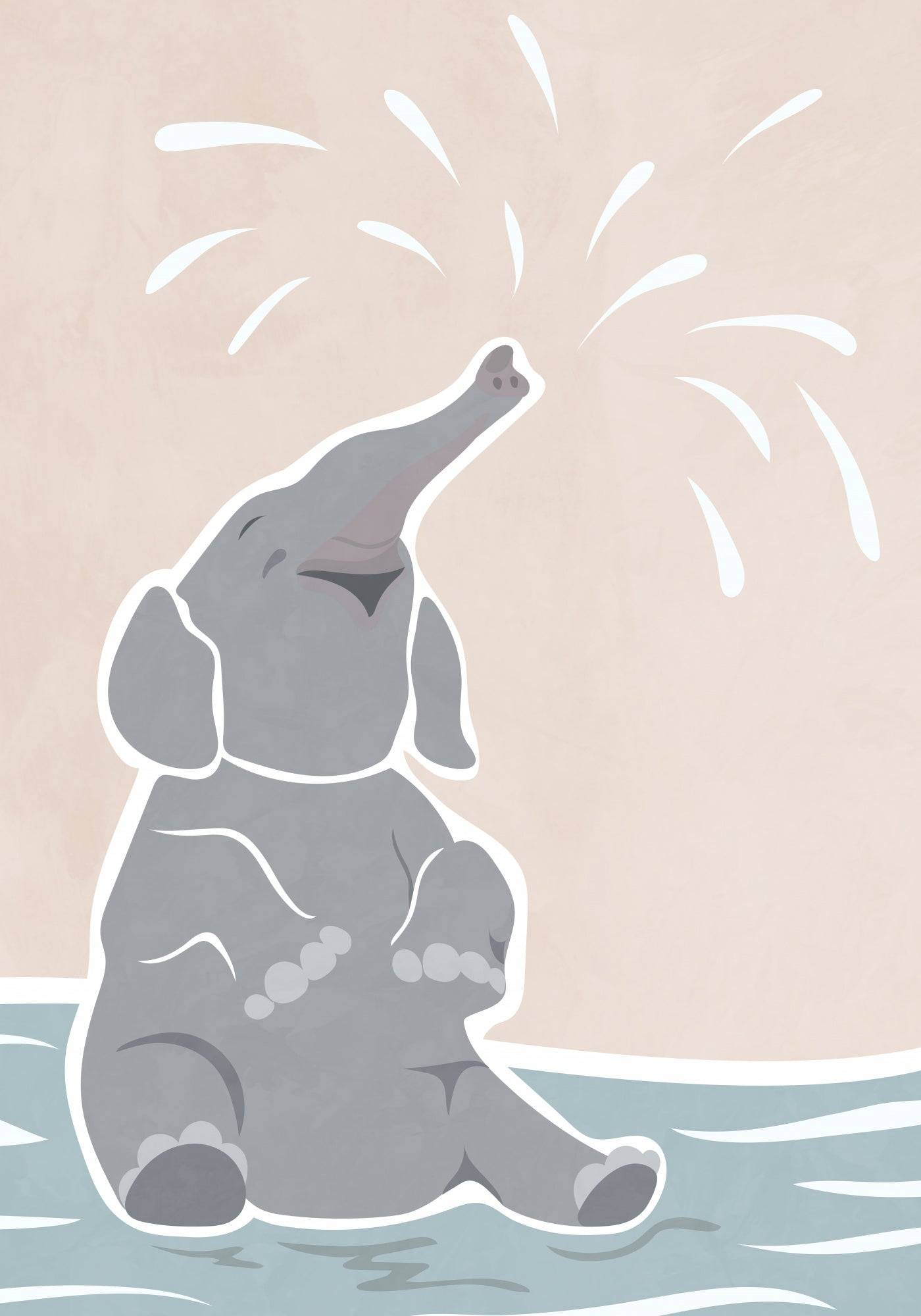 Cute scandi elephant children's art Poster och Canvastavla - Poster / 21x30 cm