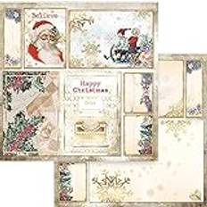 STAMPERIA INTL, KFT (3PL) SBB829 Scrapbooking dubbelsidigt papper romantisk julkort jultomten Claus, flerfärgad, 30,5 x 30,5