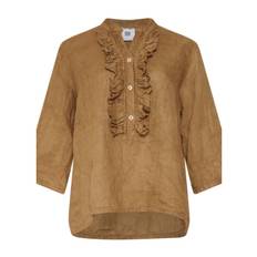 TIFFANY Harper Ruffle Blouse Linen, Light Brown