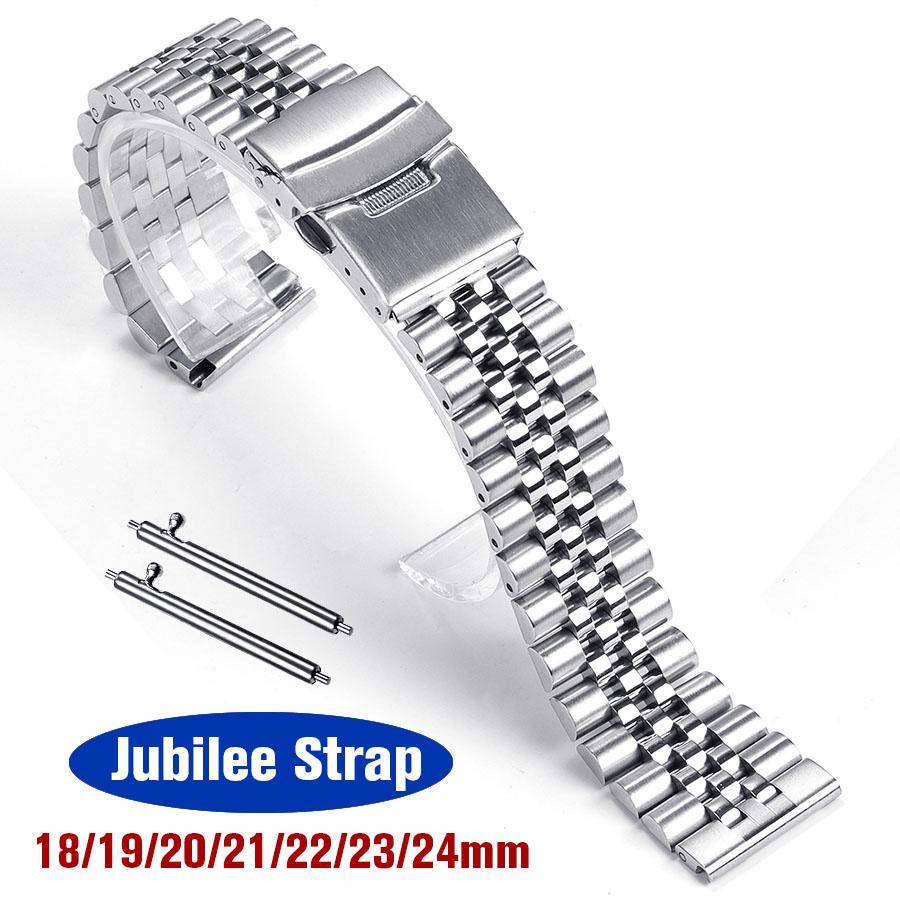 Massivt rostfritt stål för Jubilee-armband till Seiko SKX007 SKX009 Metalliskt silverarmband 18 19 20 21 22 23 24 mm Universellt klockarmband white