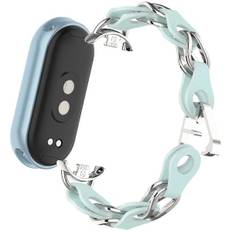 Til Xiaomi Mi Band 9/Smart Band 8 Urremode Hul Zinklegering+Læderkæde Rem