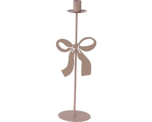 Ljusstake LAFIORA med rosett metall 10x12x35cm rosa