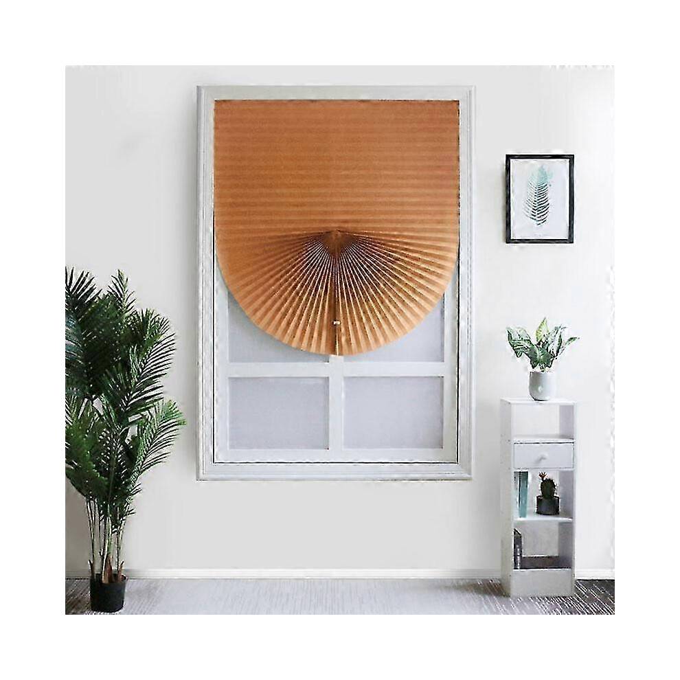 (90X180cm, brown) 1Pc for Home Window Door Pleated Blinds Self-adhesive Half Blackout Windows Curtains