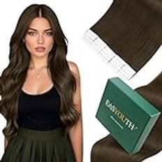 Easyouth Extensions Tape Extensions äkta hår mörkbrun osynlig tejp förlängningar äkta hår brun 40 cm 40 g 20 st #2