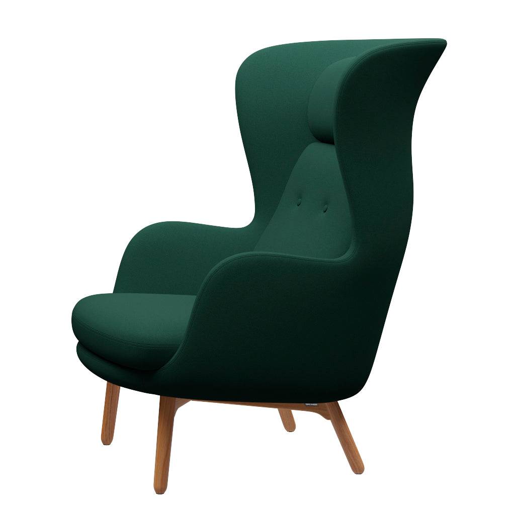Ro Lænestol m. stel i eg fra Fritz Hansen Christianshavn - 1160 Dark Green Uni - Jacobsen Plus