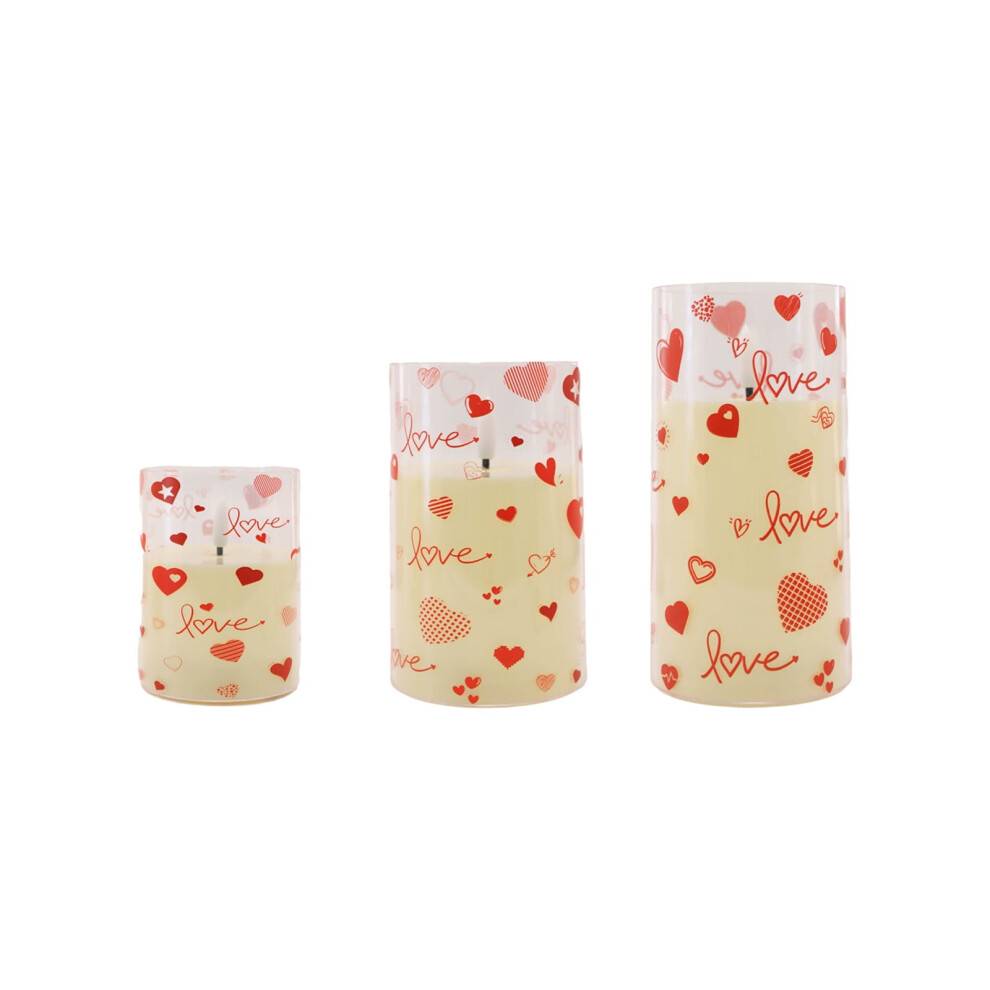 3 stk. LED flammeløse lys med fjernbetjening, romantisk hjertedesign, batteridrevet – kompatibel med Valentinsdag, bryllup, jubilæum, frieri