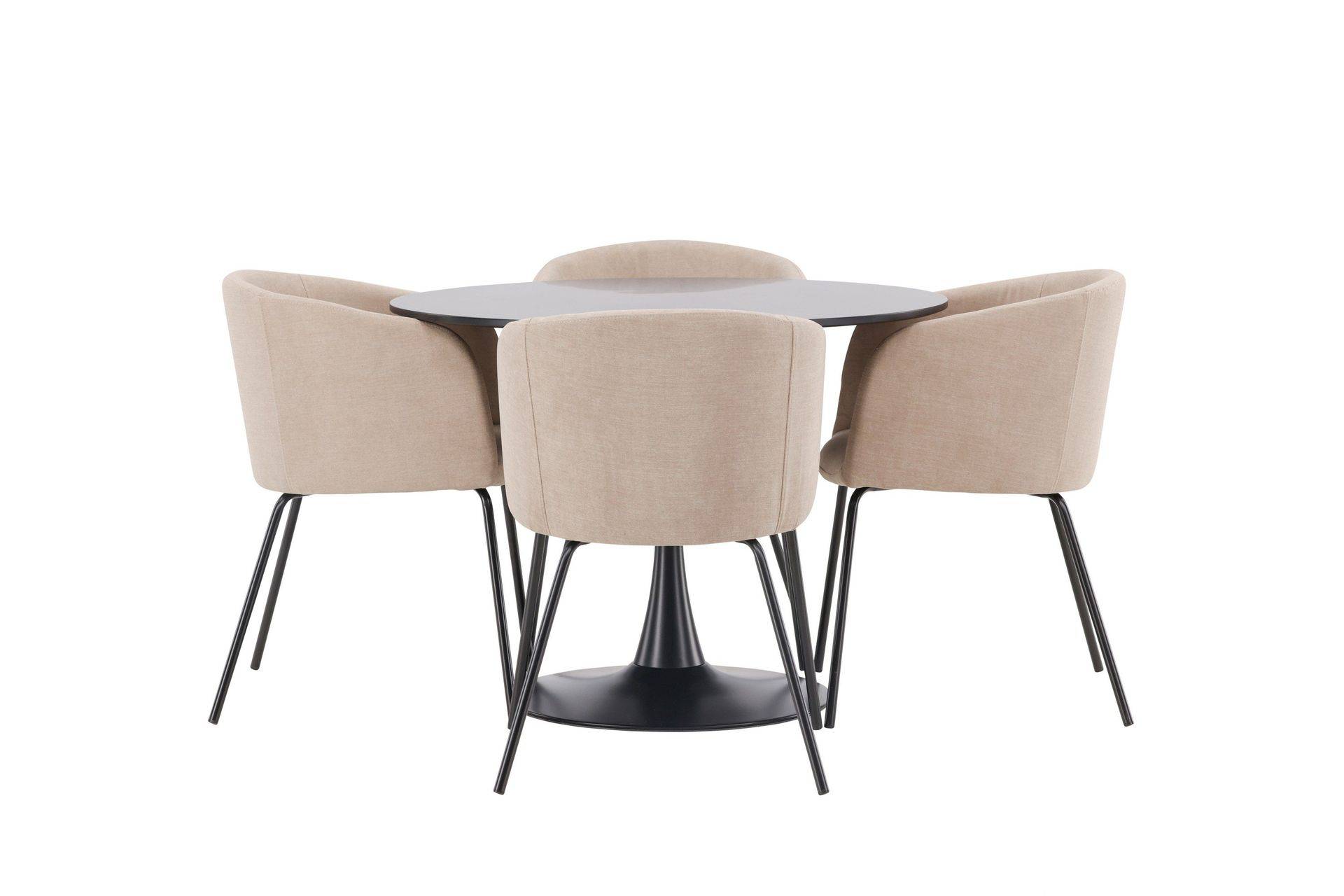 Venture Home Glade Matgrupp 100 cm Rund med 4 Berit stolar - Beige Matgrupper Beige,Svart Trä