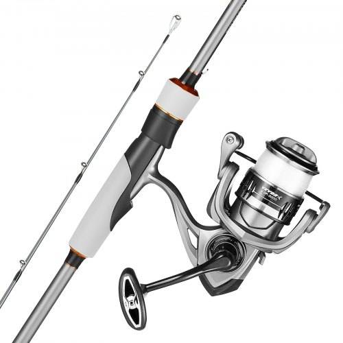 VEVOR Rod and Fishing Reel Combo, IM6 Carbon Fiber Spinning Rod and Reel Combo, Bass Fishing Pole with 2m Two-Piece Rods, 7+1 Ball Bearings, EVA Handle, Stainless Steel Guides with Ceramic Rings