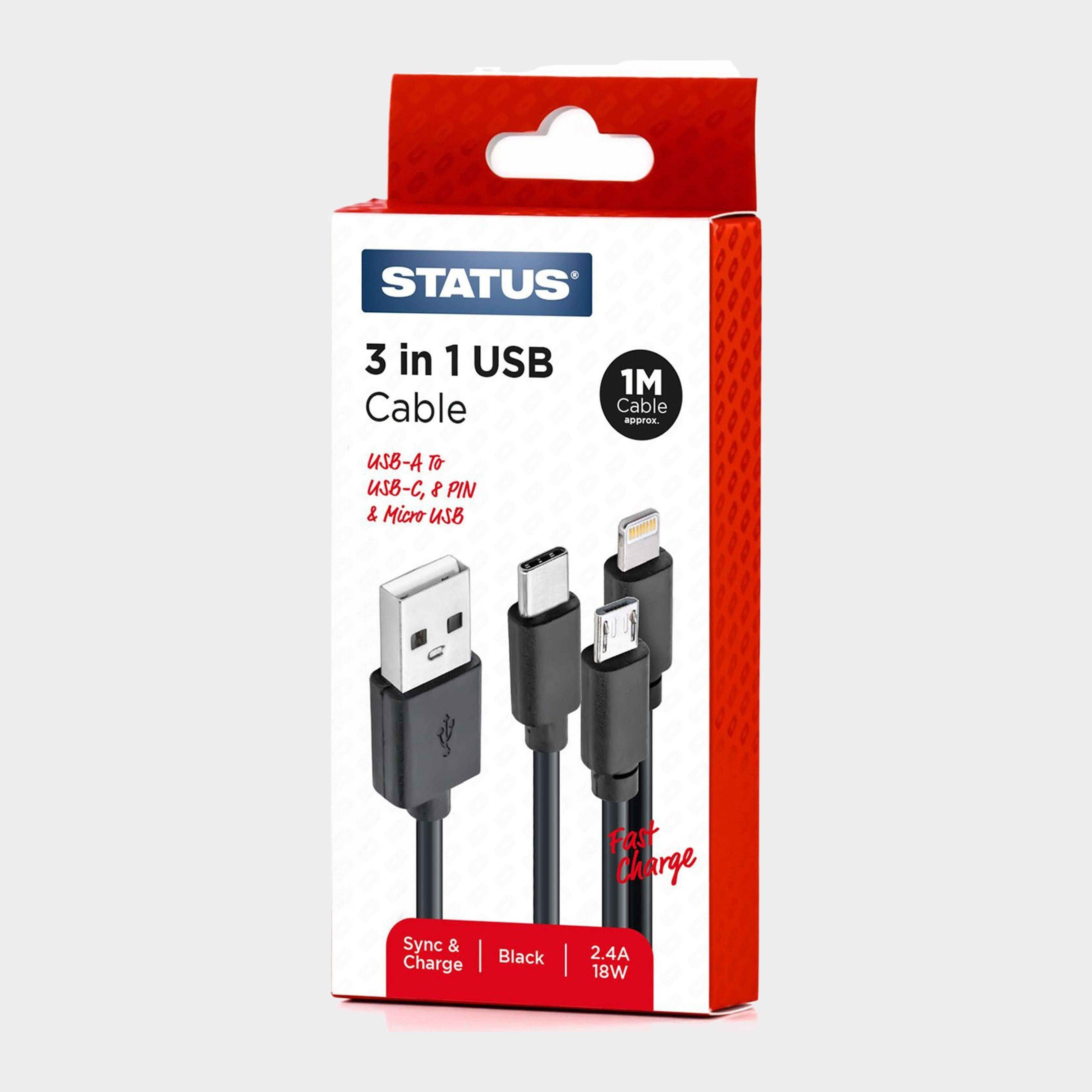 Status USB-A To Multi Lead PVC Cable 1m, Black