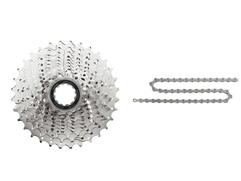 Shimano Deore/Tiagra kassette og kæde - 10 gear kassette 11-32 tands samt HG54 kæde (Bundle).