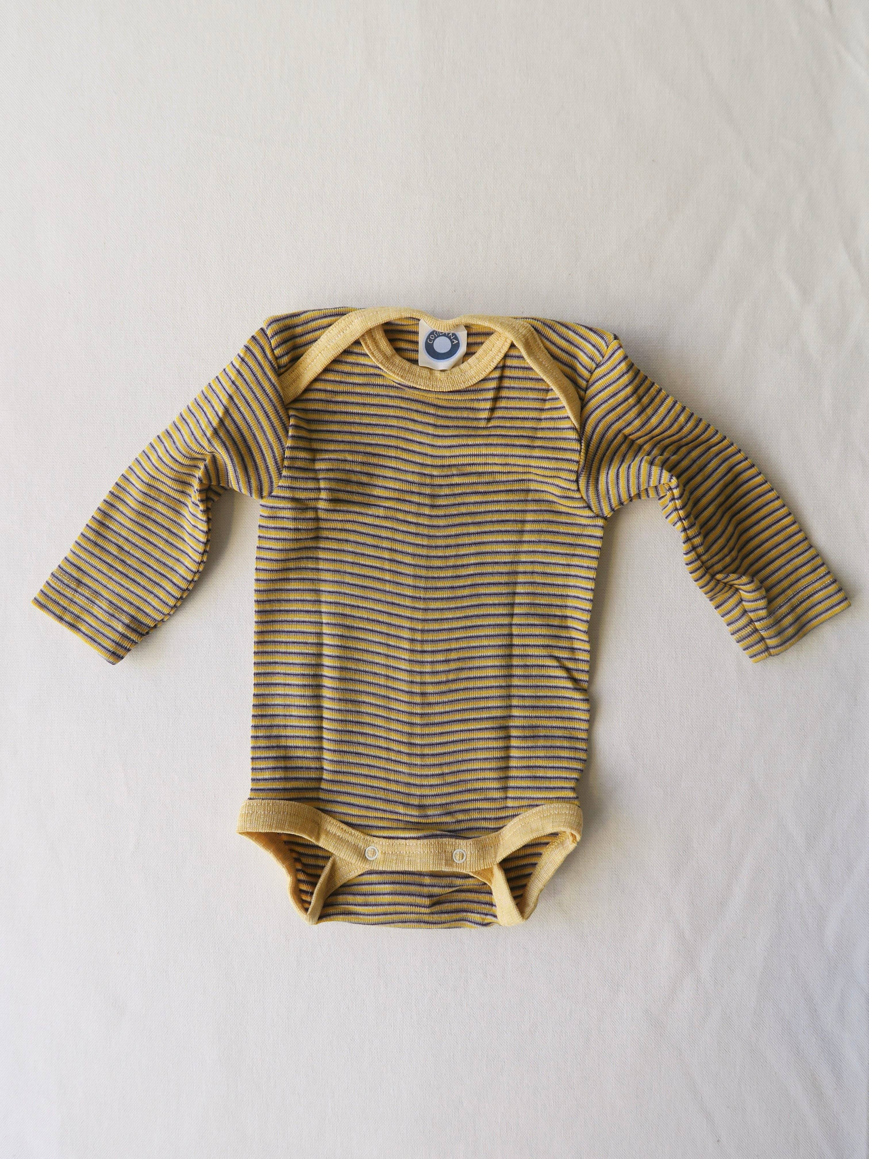 Cosilana - Uld/silke body - Gul/blomme/grå - 50/56