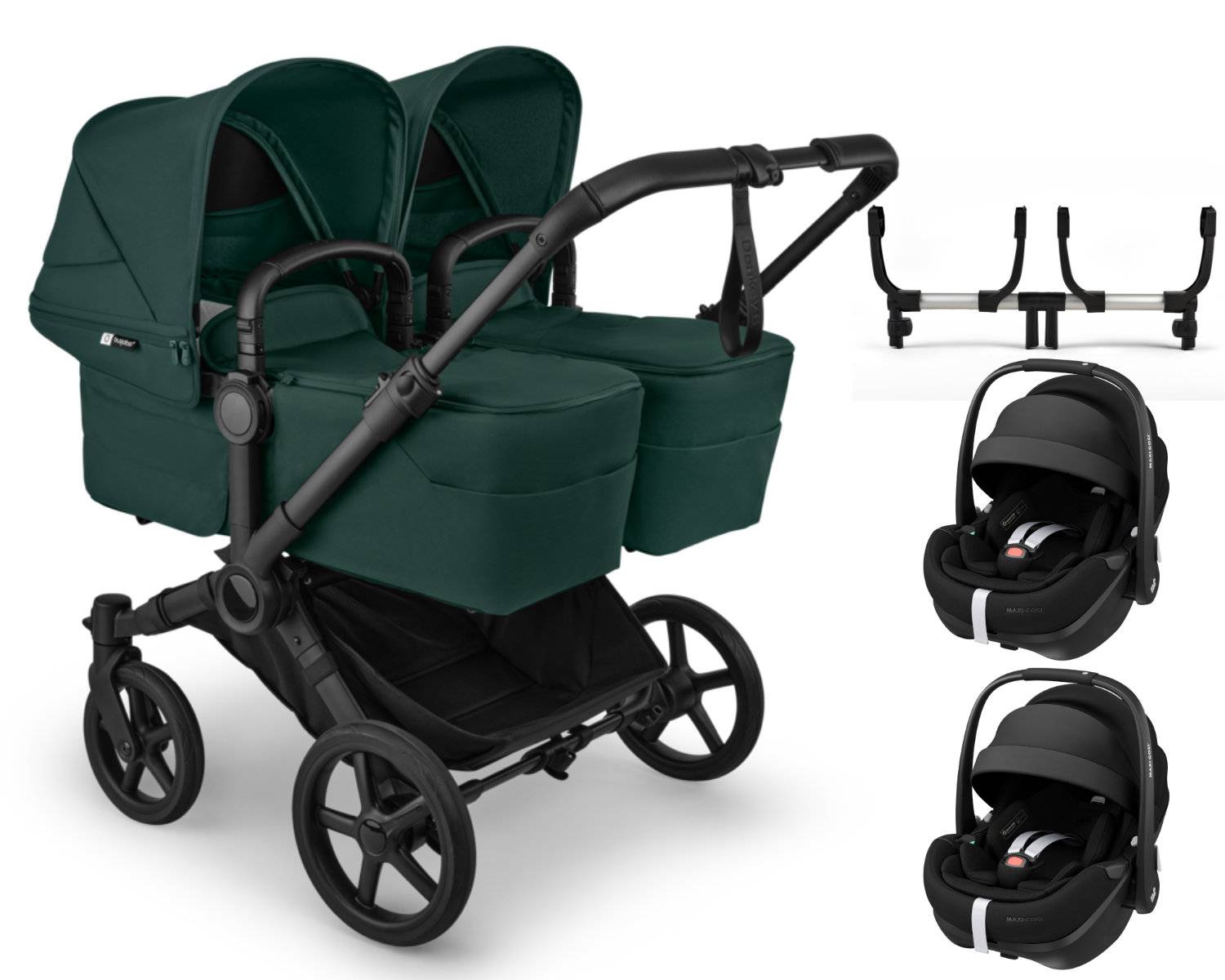 Bugaboo Donkey 6 Twin 3-in-1 incl. 2x Maxi Cosi Pebble 360 Pro2 - Black / Fern Green